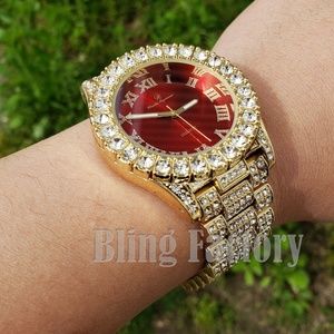 Lab Diamond Metal Band Dress Clubbing Luxury Watch